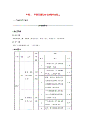 （江蘇專(zhuān)用）2020版高考語(yǔ)文新增分大一輪復(fù)習(xí) 第九章 實(shí)用類(lèi)（非連續(xù)性）閱讀 專(zhuān)題二 掌握關(guān)鍵的高考真題研究能力講義（含解析）.docx