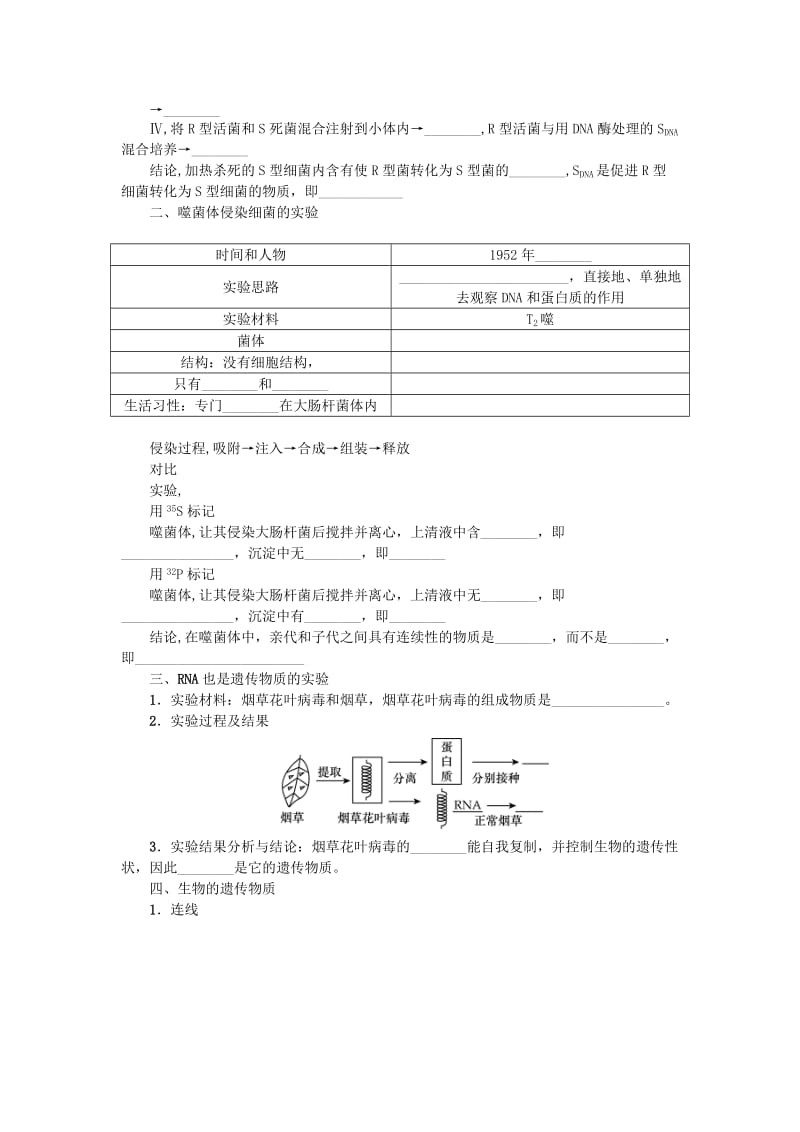 （江苏专用）2019年高考生物一轮总复习 第6单元 遗传的分子基础 第1讲 人类对遗传物质的探索过程学案.doc_第2页