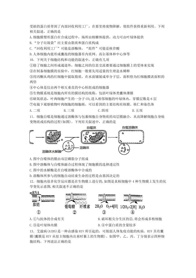 2018届高三生物上学期第二次模拟考试试题 (I).doc_第3页