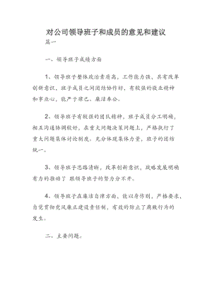 对公司领导班子和成员的意见和建议.docx