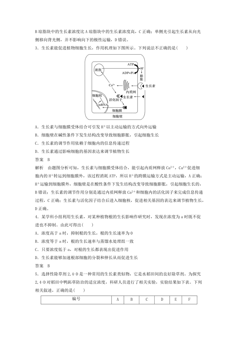 通用版2019版高考生物二轮复习专题八植物的激素调节专题突破练.doc_第2页