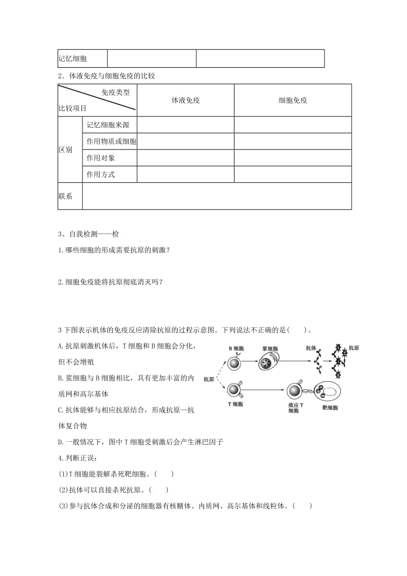 江西省吉安县高中生物 第二章 动物和人体生命活动的调节 2.4 免疫调节（第3课时）导学案新人教版必修3.doc_第2页