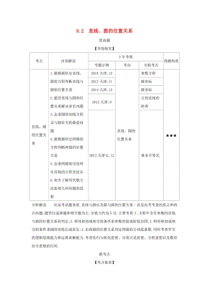 （天津?qū)Ｓ茫?020版高考數(shù)學(xué)大一輪復(fù)習(xí) 9.2 直線(xiàn)、圓的位置關(guān)系精練.docx