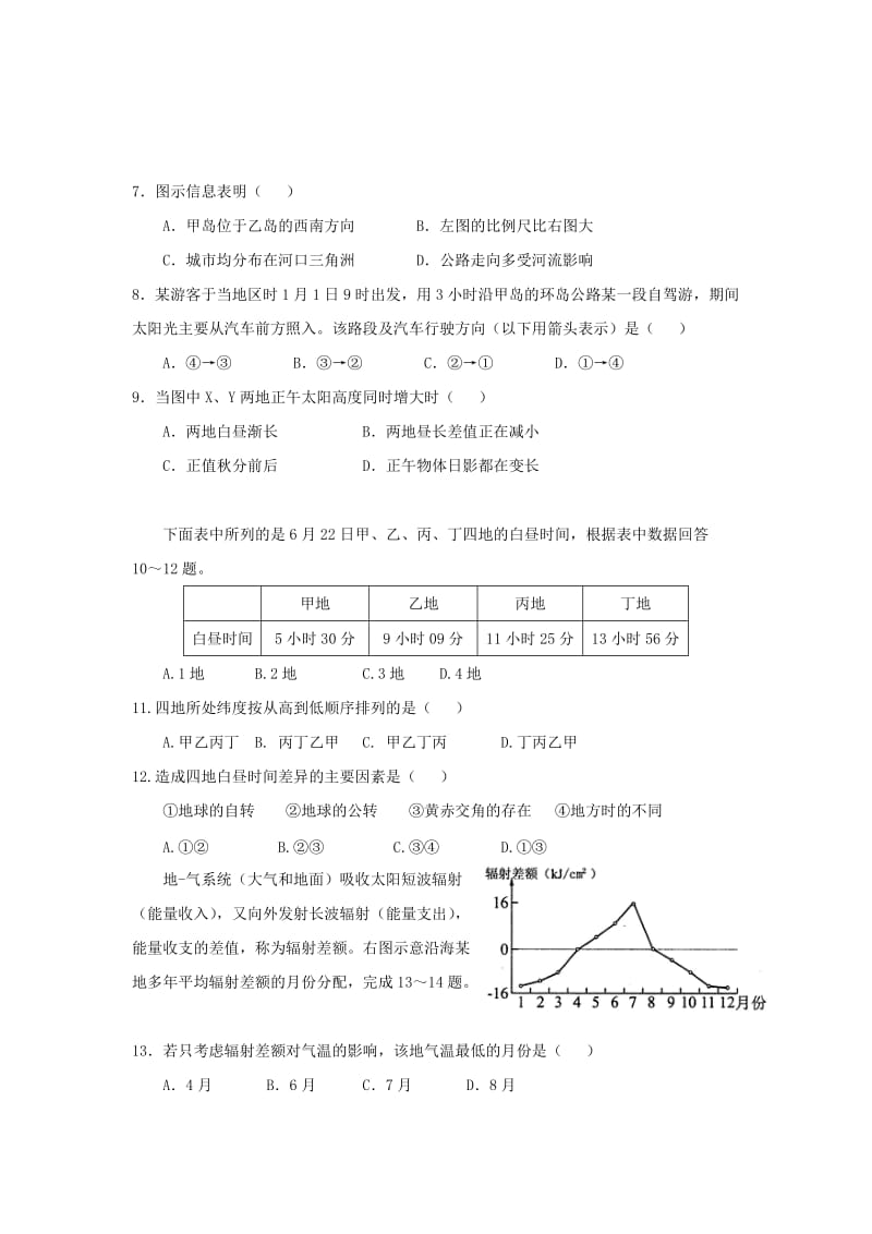 2018届高三地理10月月考试题 (I).doc_第2页