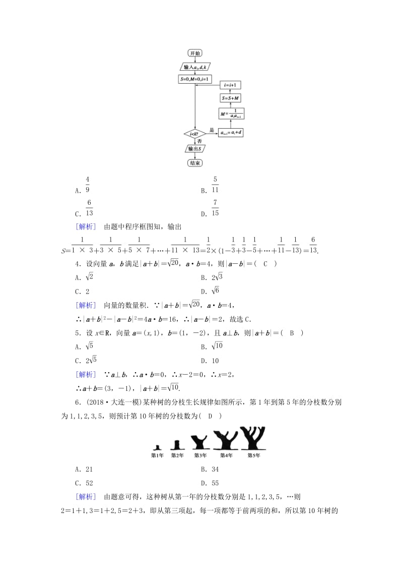 文理通用2019届高考数学大二轮复习第1部分专题1集合常用逻辑用语等第2讲向量运算与复数运算算法推理与证明练习.doc_第2页