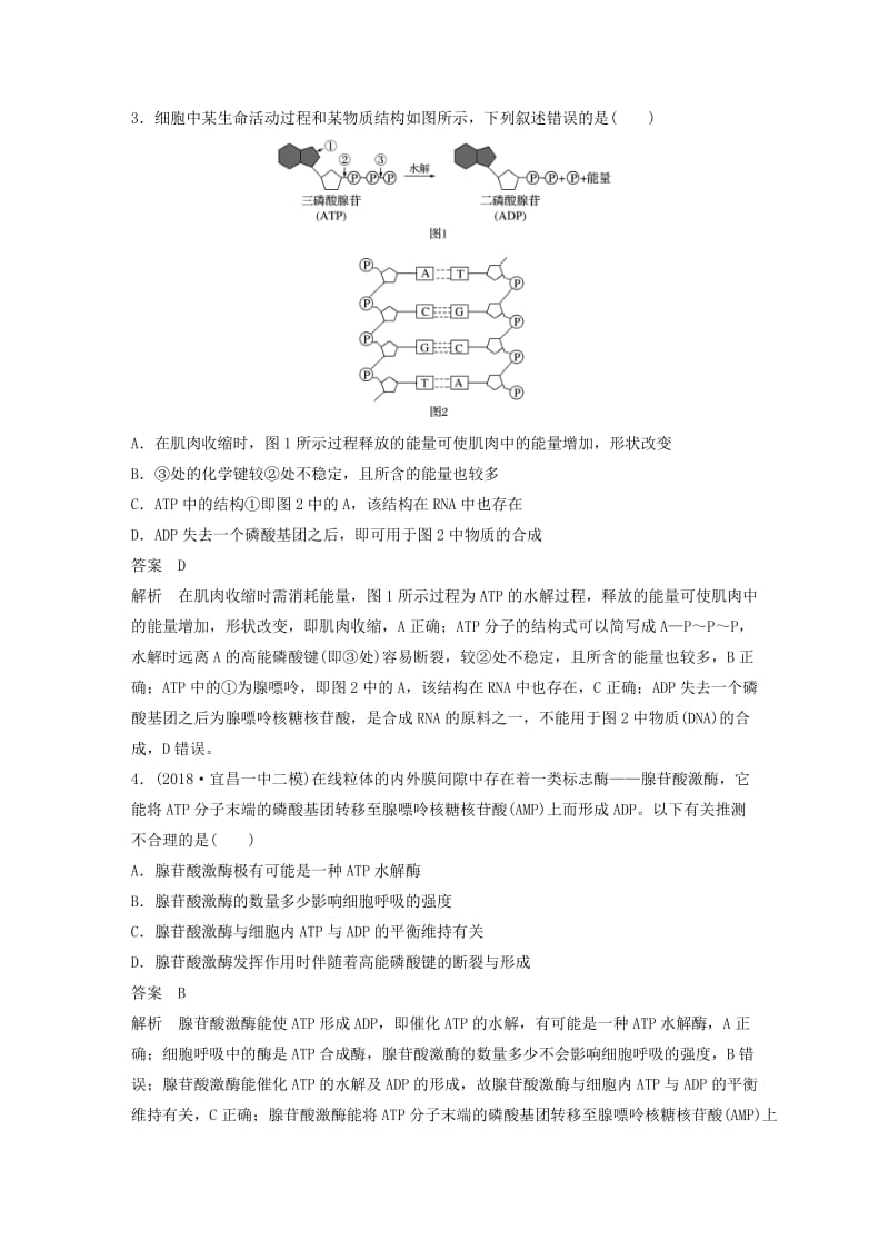 通用版2019版高考生物二轮复习专题二细胞代谢专题强化练.doc_第3页