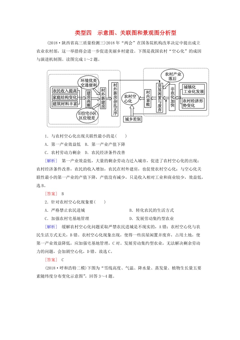 2019年高考地理大二轮复习 高考选择题专练 类型4 示意图、关联图和景观图分析型.doc_第1页