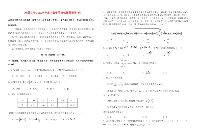 全国Ⅱ卷2019年高考数学等值试题预测卷理.doc_第1页