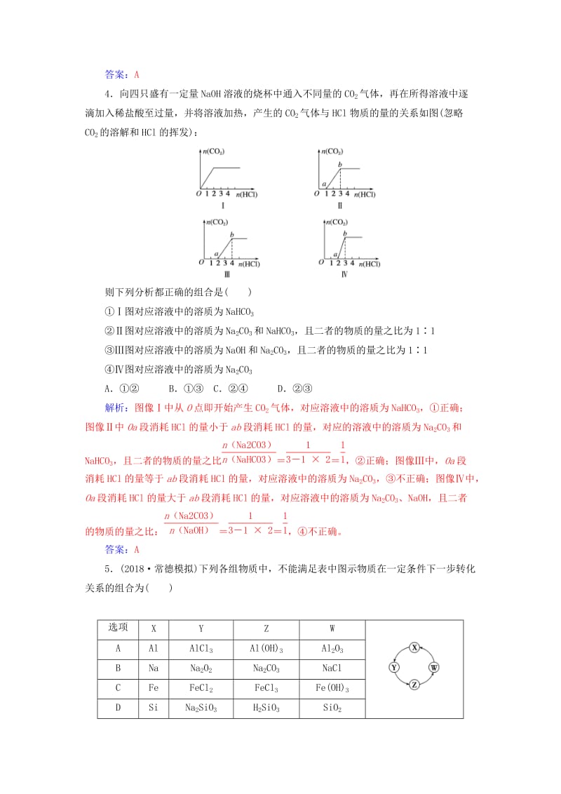 广东专版2019高考化学二轮复习第一部分专题十常见金属及其化合物专题强化练.doc_第2页