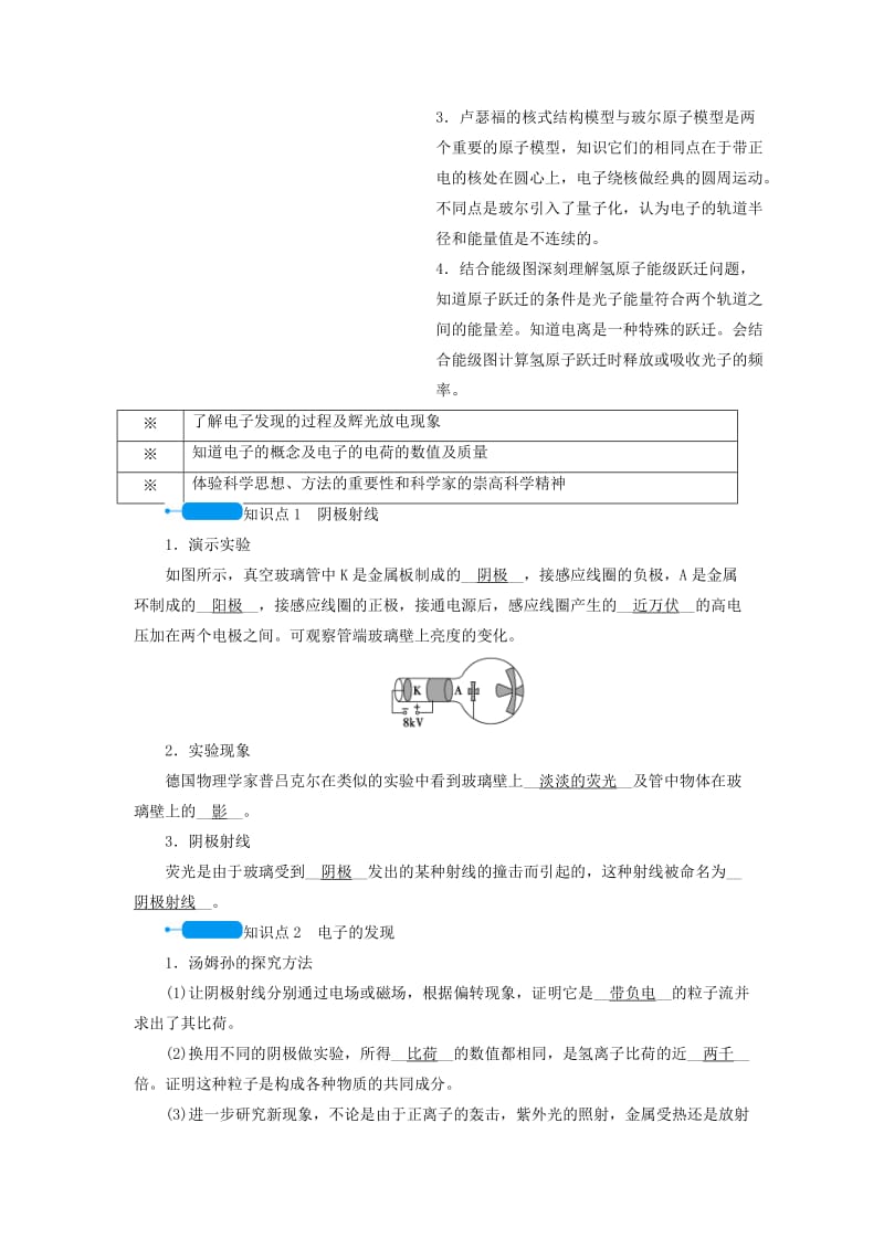 2018-2019高中物理第十八章原子结构第一节电子的发现学案新人教版选修.doc_第2页