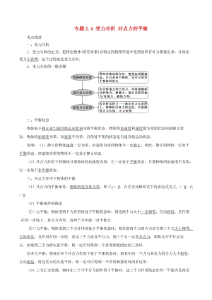 2019高考物理一輪復(fù)習(xí) 考點(diǎn)大通關(guān) 專題2.4 受力分析 共點(diǎn)力的平衡學(xué)案.doc