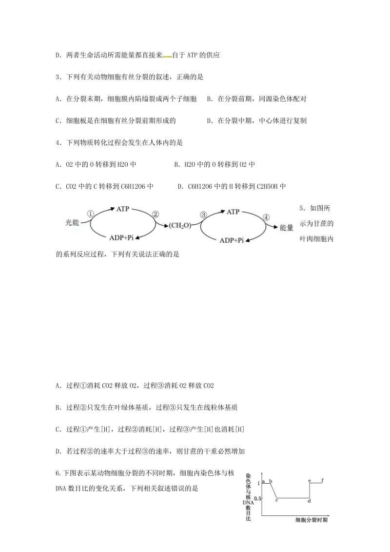 2019-2020学年高二生物上学期模拟复习试卷.doc_第2页