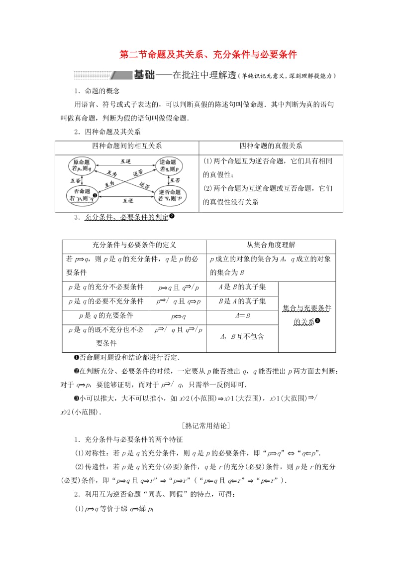 （通用版）2020高考数学一轮复习 1.2 命题及其关系、充分条件与必要条件讲义 理.doc_第1页