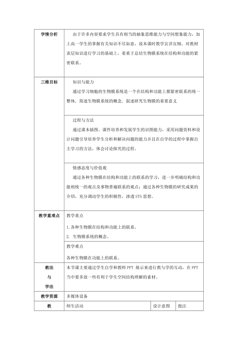 陕西省石泉县高中生物 第三章 细胞的基本结构 3.2 细胞的类型和结构（3）教案 新人教版必修1.doc_第2页