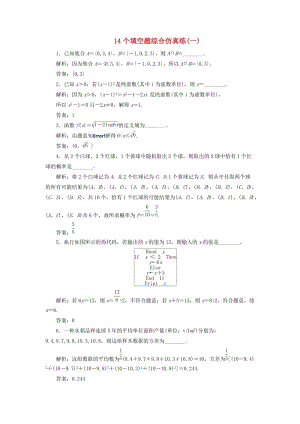 江蘇省2019高考數(shù)學二輪復習 自主加餐的3大題型 14個填空題綜合仿真練（一）（含解析）.doc