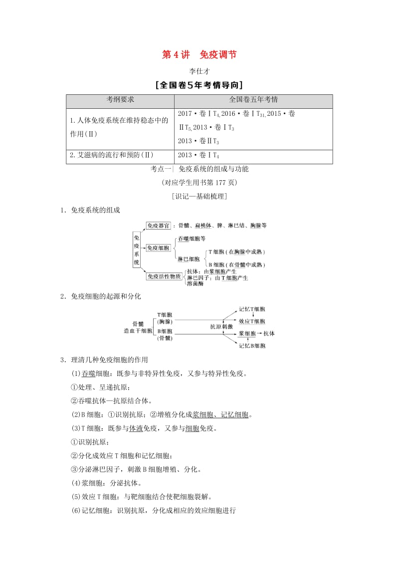 山东省2019高考生物 第8单元 生命活动的调节（4）免疫调节导学案（含解析）新人教版必修3.doc_第1页