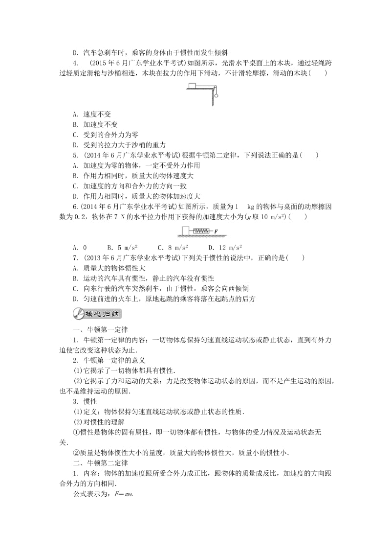 广东省2019高考物理一轮基础复习讲义 专题4 牛顿运动定律（含解析）.doc_第2页