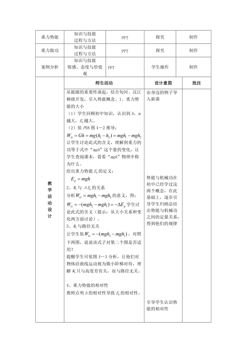 陕西省石泉县高中物理 第4章 能量守恒与可持续发展 4.1 势能的变化与机械功教案 沪科版必修2.doc_第2页