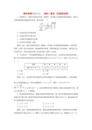 （新課標(biāo)）2020高考物理總復(fù)習(xí) 課時檢測（七十二）波粒二象性（雙基落實課）（含解析）.doc