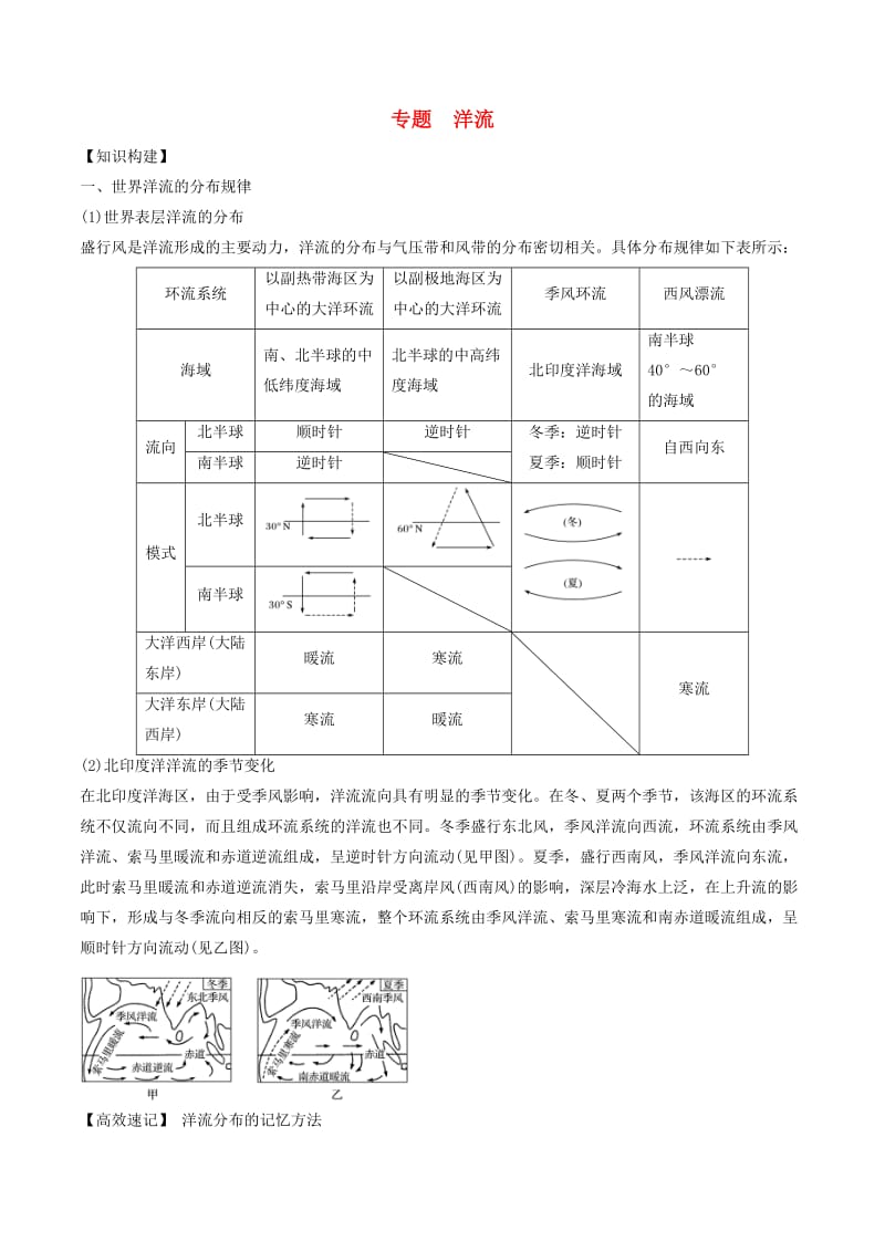 2019高考地理二轮复习微专题要素探究与设计 专题3.7 洋流学案.doc_第1页