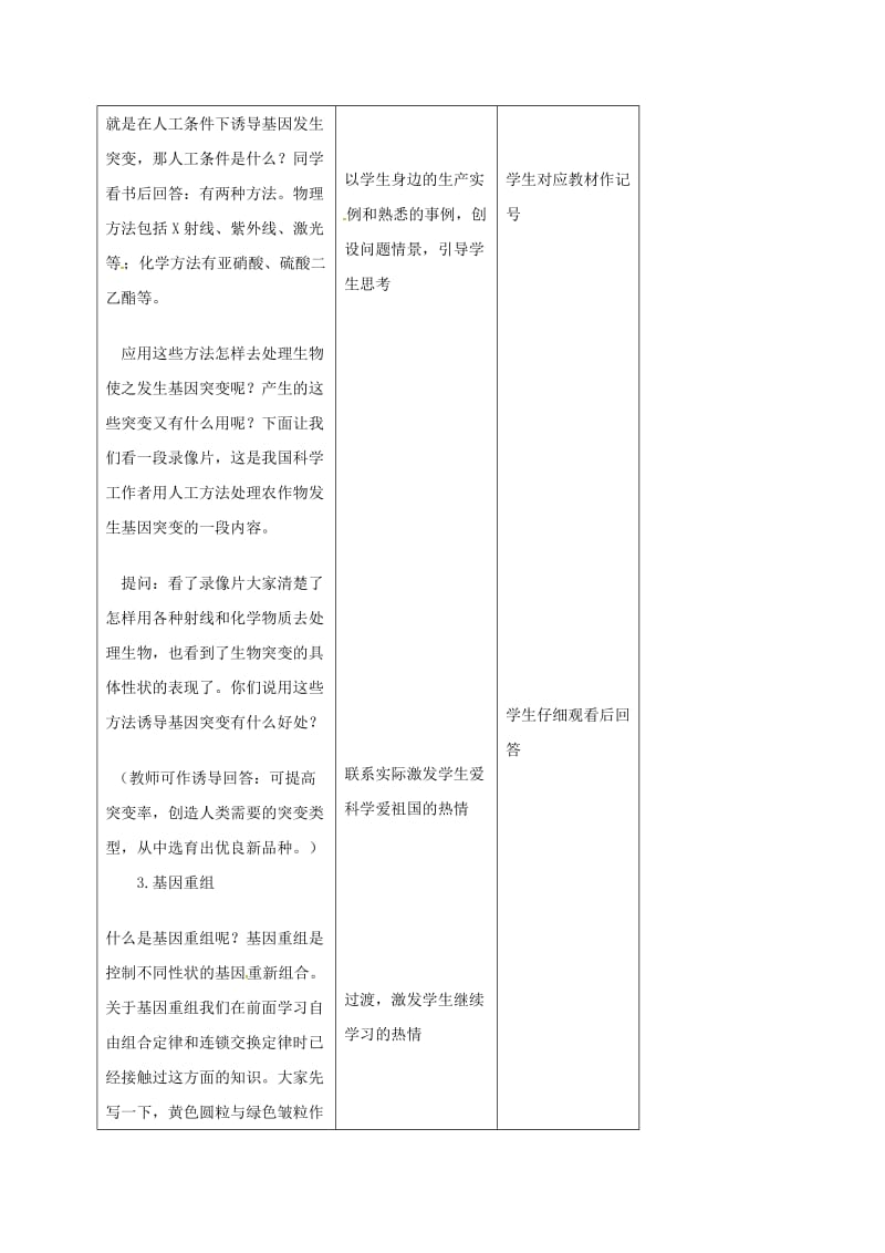 内蒙古开鲁县高中生物 第五章 基因突变及其他变异 5.1 基因突变和基因重组教案2 新人教版必修2.doc_第3页