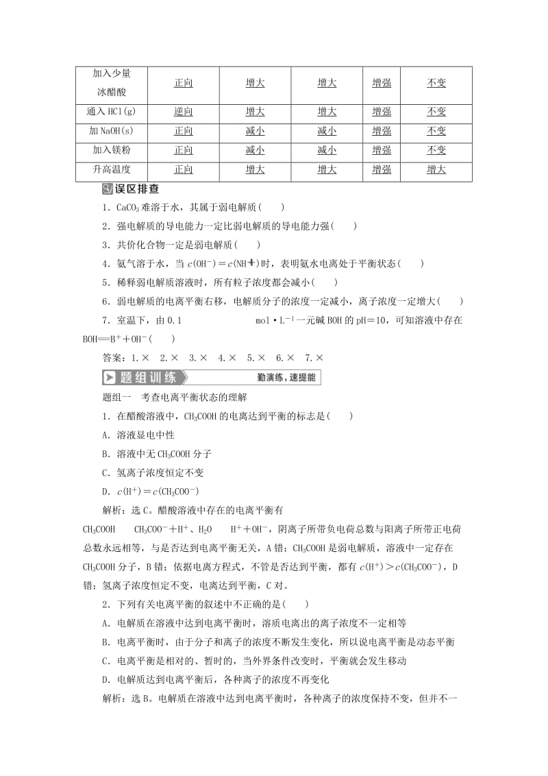 通用版2019版高考化学一轮复习第八章水溶液中的离子平衡第1节弱电解质的电离平衡学案新人教版.doc_第2页