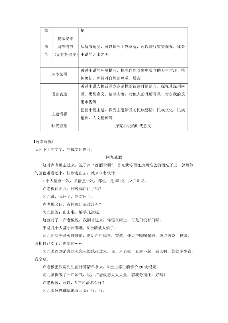 （江苏专用）2020版高考语文新增分大一轮复习 第六章 文学类阅读小说阅读 专题三 核心突破五探究丰富意蕴讲义（含解析）.docx_第2页