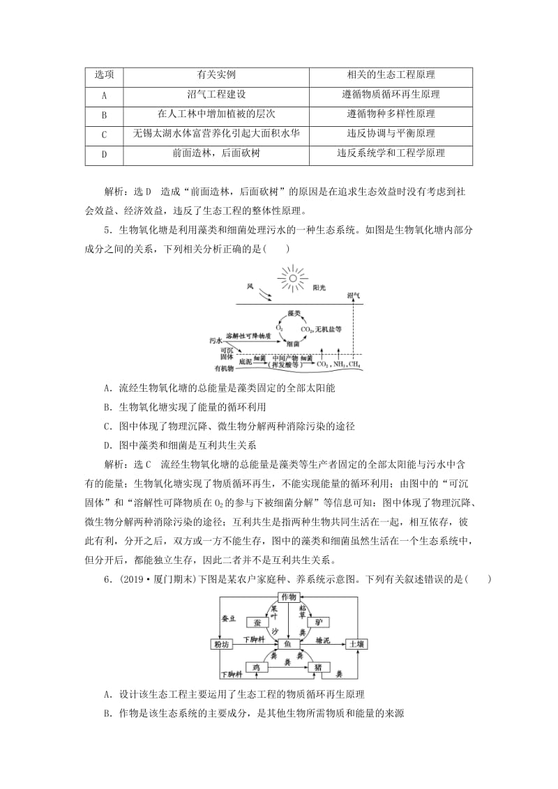 （通用版）2020版高考生物一轮复习 课下达标检测（四十三）生态工程（含解析）.doc_第2页