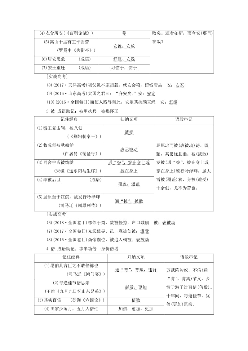 （通用版）2020版高考语文一轮复习 第四模块 专题一 微积累——学语文在平时 清单四归纳串记120个文言实词学案（含解析）.doc_第2页