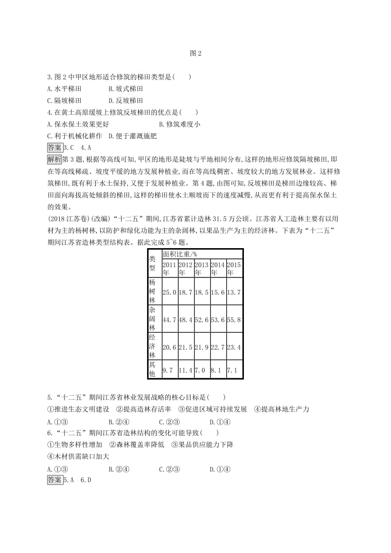 山东专用2020版高考地理一轮复习第十四章生态脆弱区的治理与发展课时规范练29水土流失的治理和热带雨林的开发保护新人教版.doc_第2页