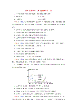 2019年高考生物一輪復(fù)習(xí) 課時(shí)作業(yè)10 光與光合作用（Ⅰ）.doc