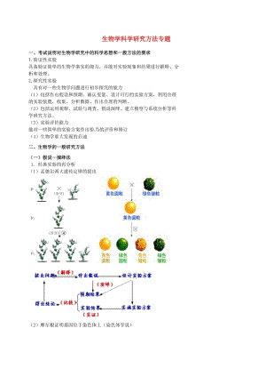 北京市高考生物一輪復(fù)習(xí) 例題講解 專題 生物學(xué)科學(xué)研究方法學(xué)案.doc