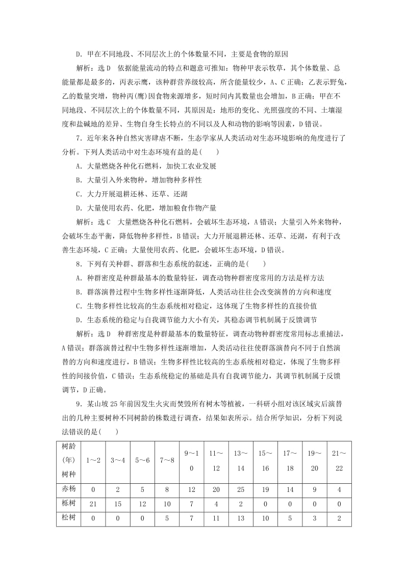 全国通用版2019版高考生物一轮复习专题检测七生物与环境.doc_第3页