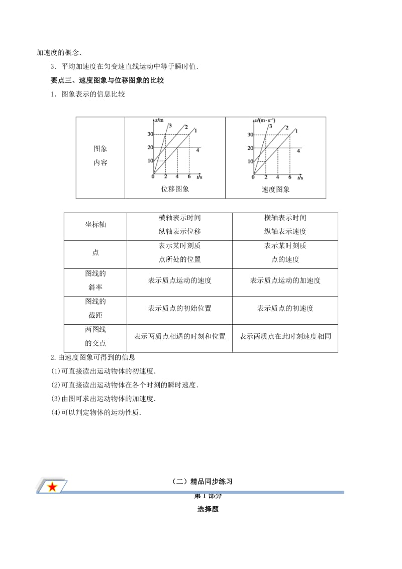 高中物理 第一章 运动的描述 专题1.5 速度变化快慢的描述——加速度重点回眸学案 新人教版必修1.doc_第2页