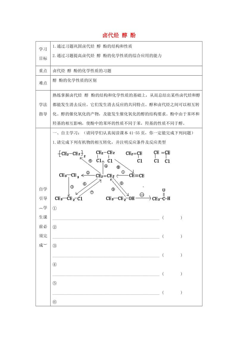 辽宁省抚顺市高中化学 第二章 烃和卤代烃 2.3 卤代烃 醇 酚导学案新人教版选修5.doc_第1页