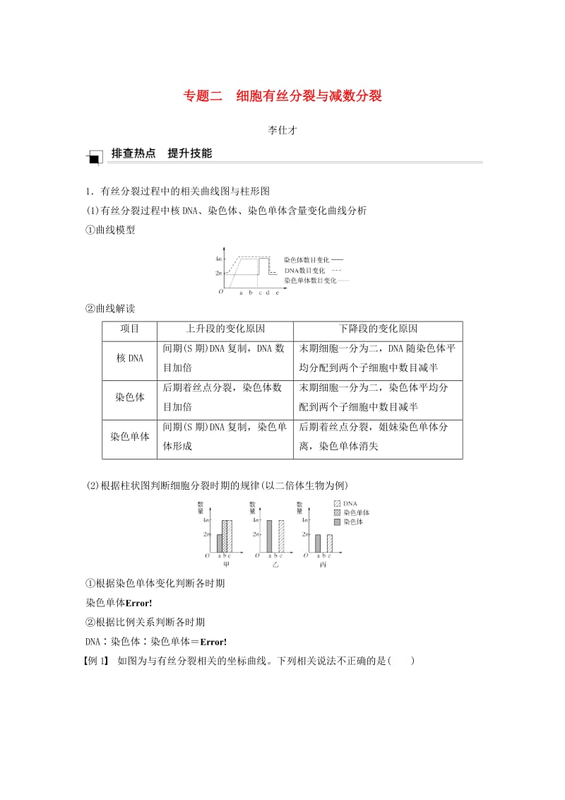 （江苏专版）2019高考生物专题复习 专题二 细胞有丝分裂与减数分裂学案（含解析）.doc_第1页