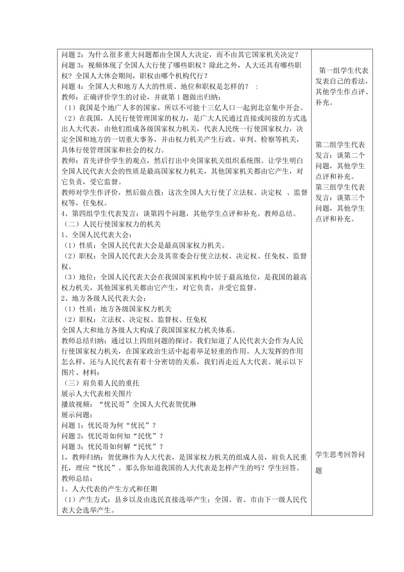 2018-2019年高中政治《人民代表大会：国家的权力机关》教学设计.doc_第2页