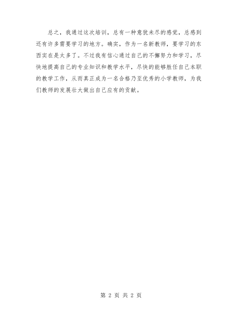 教师工作总结 小学新教师岗前培训总结.doc_第2页