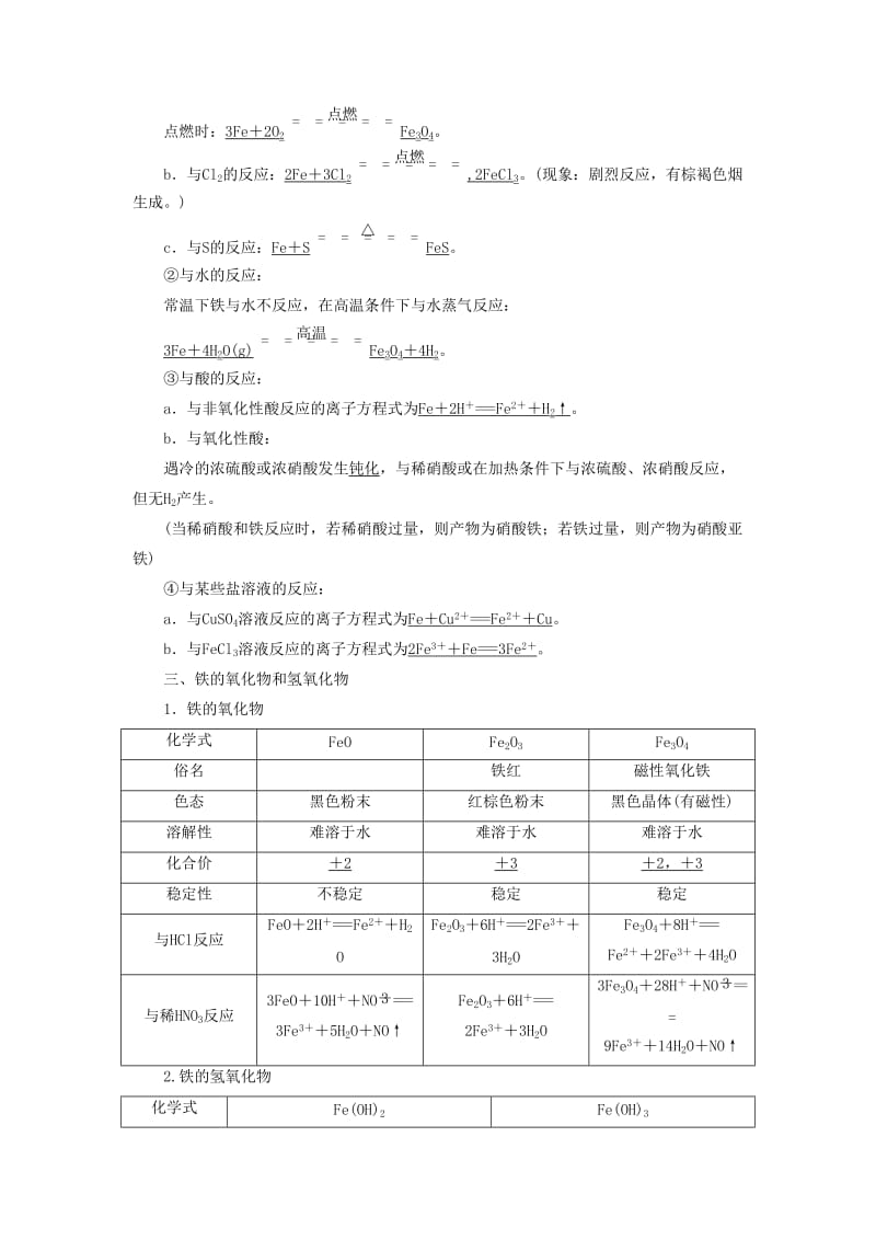 （浙江选考）2020版高考化学大一轮复习 第3讲 元素化学 考点14 铁及其重要化合物学案.docx_第2页