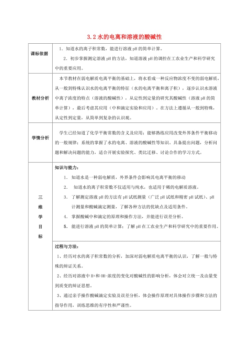 陕西省石泉县高中化学 第三章 水溶液中的离子平衡 3.2 水的电离和溶液的酸碱性教案 新人教版选修4.doc_第1页