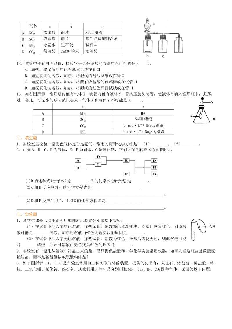 高中化学 氨和铵盐（基础）巩固练习 新人教版必修1.doc_第2页