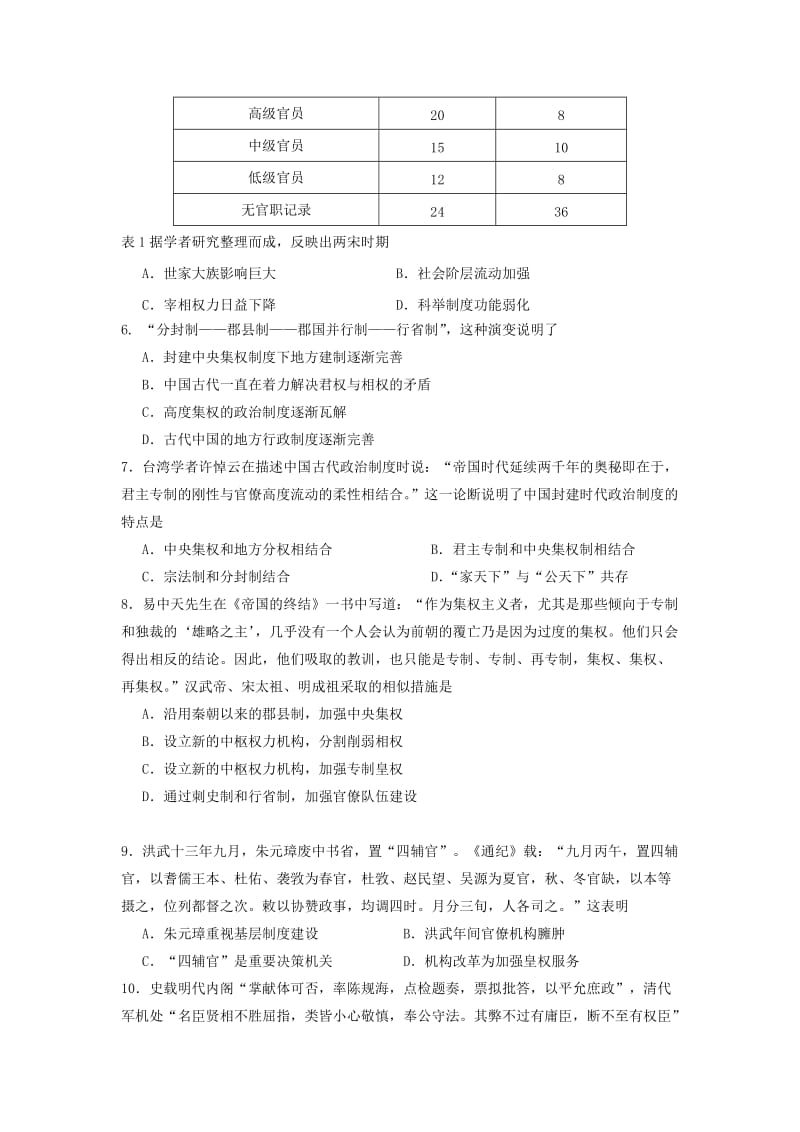 2018-2019学年高一历史上学期第二次周测试题.doc_第2页