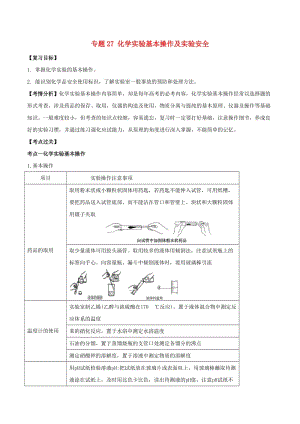 2019年高考化學(xué)一輪總復(fù)習(xí) 考點掃描 專題27 化學(xué)實驗基本操作及實驗安全學(xué)案.doc