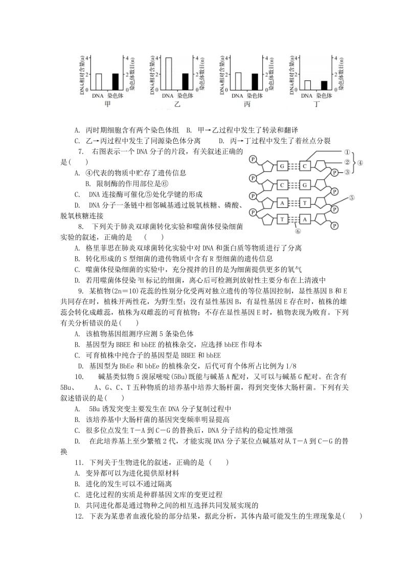 江苏省扬州市2019届高三生物第一次模拟考试试题.doc_第2页