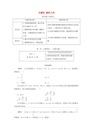 （浙江專用）2019高考數學二輪復習 專題四 解析幾何學案.doc