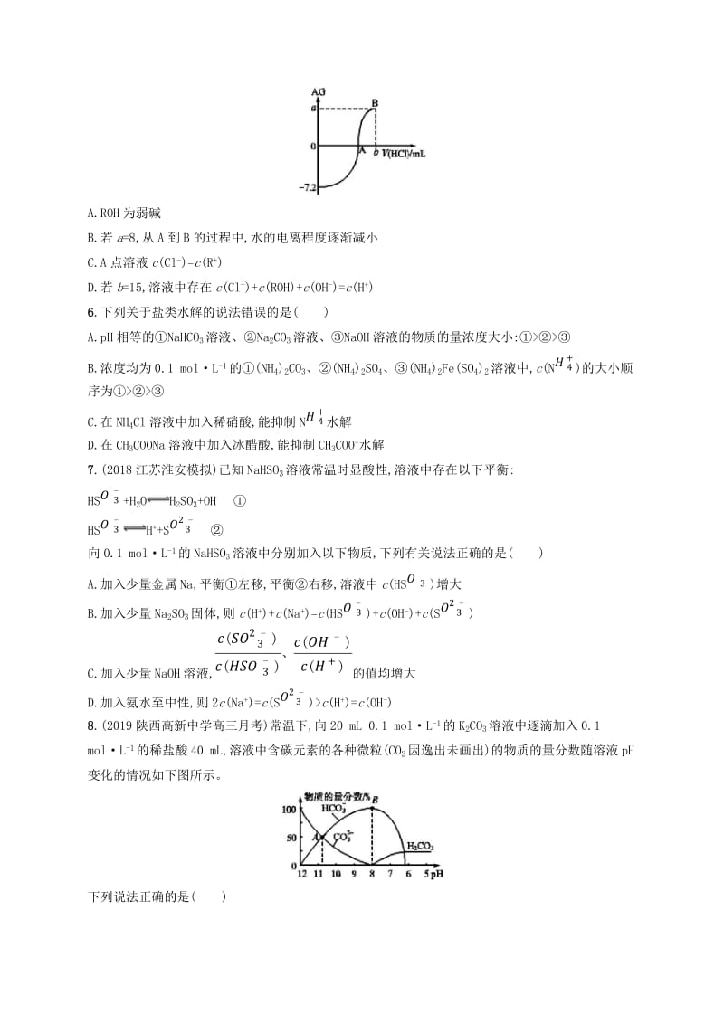 2020版高考化学大一轮复习 课时规范练24 盐类水解 新人教版.doc_第2页