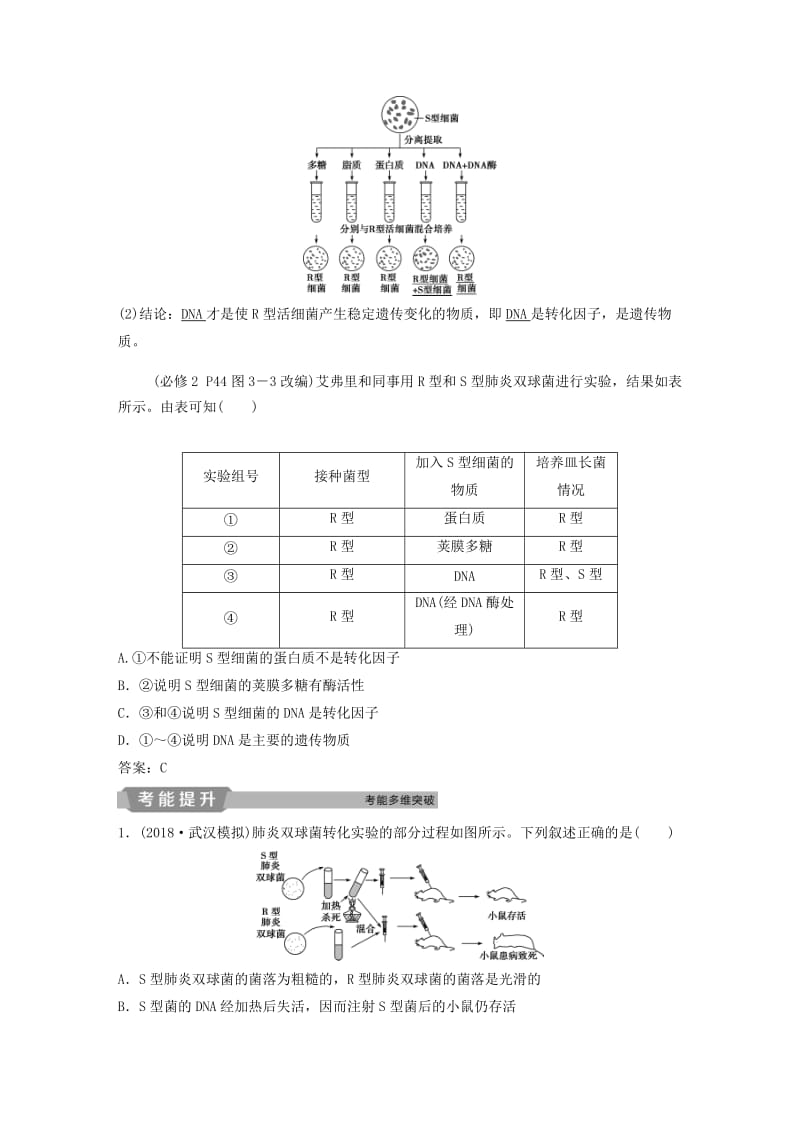 2019届高考生物一轮复习 第六单元 遗传的物质基础 第19讲 DNA是主要的遗传物质学案.doc_第2页