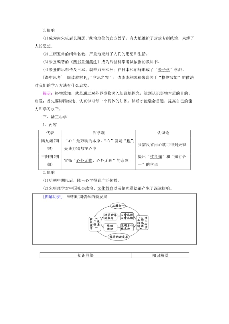 （全国通用版）2018-2019高中历史 第一单元 中国传统文化主流思想的演变 第3课 宋明理学学案 新人教版必修3.doc_第2页