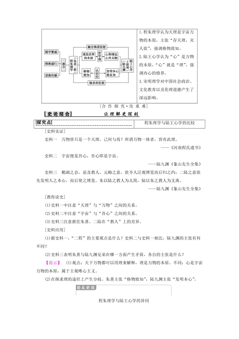 （全国通用版）2018-2019高中历史 第一单元 中国传统文化主流思想的演变 第3课 宋明理学学案 新人教版必修3.doc_第3页