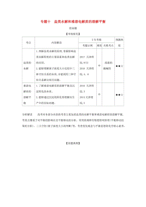 天津市2020年高考化學(xué)一輪復(fù)習(xí) 專題十 鹽類水解和難溶電解質(zhì)的溶解平衡教師用書.docx